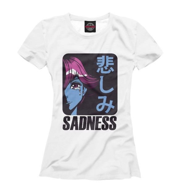Женская футболка с изображением Sadness girl цвета Белый
