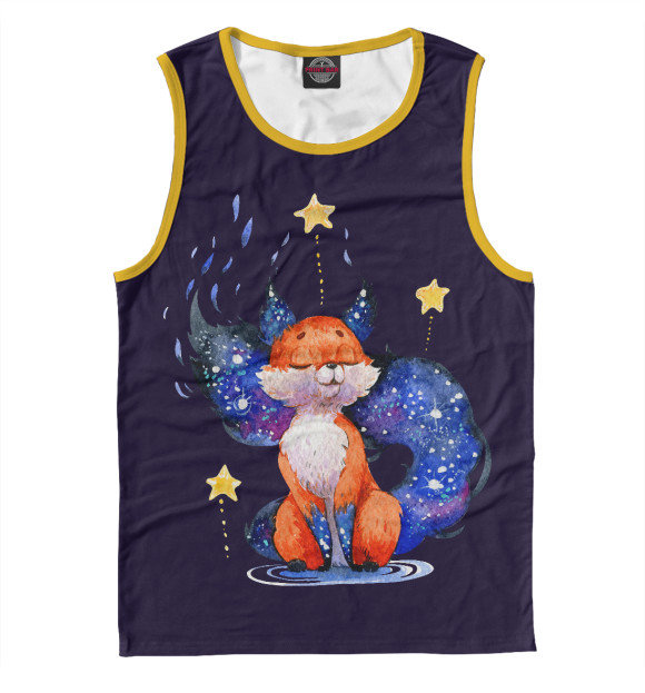 Майка для мальчика с изображением Звездная лиса цвета Белый