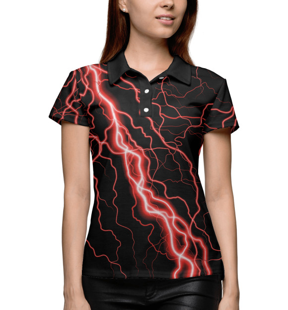 Женское поло с изображением Неоновая молния цвета Белый