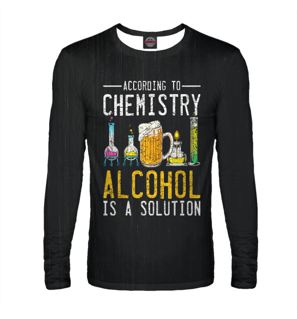 Мужской лонгслив с изображением Drunk Chemist Drinking Beer цвета Белый