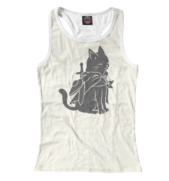 Женская майка-борцовка с изображением Tradicional warrior cat цвета Белый