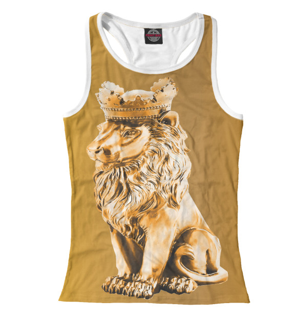 Женская майка-борцовка с изображением Золотой лев цвета Белый