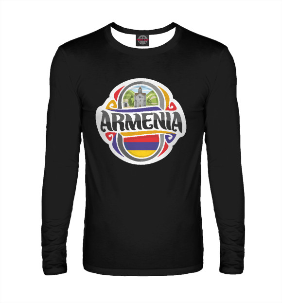 Мужской лонгслив с изображением Армения цвета Белый
