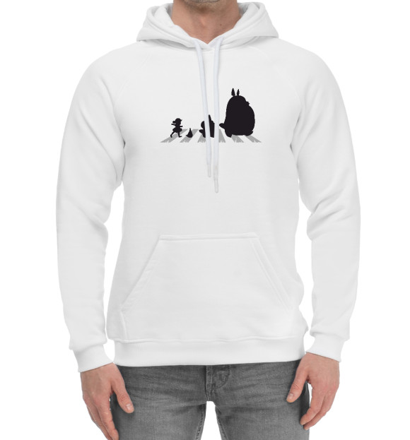 Мужской хлопковый худи с изображением Beatles Totoro цвета Белый