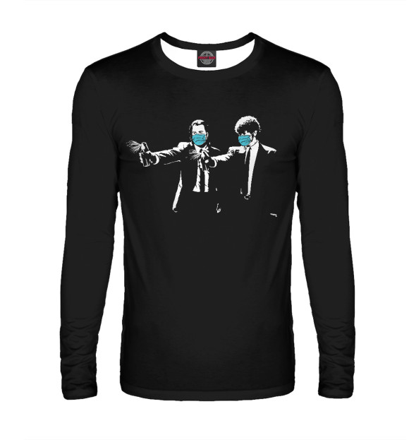 Мужской лонгслив с изображением Pulp Fiction vs. COVID-19 цвета Белый