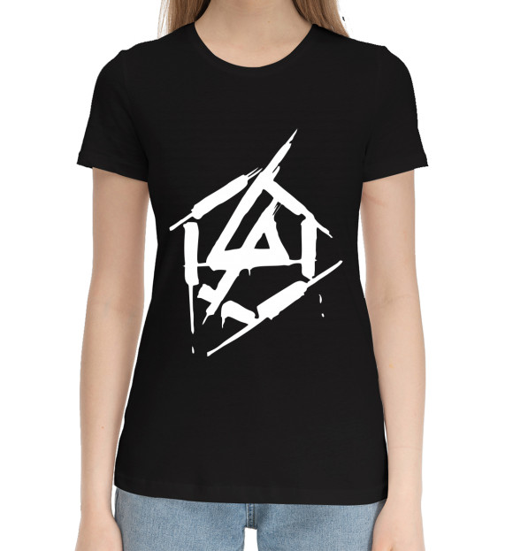 Женская хлопковая футболка с изображением Linkin park цвета Черный