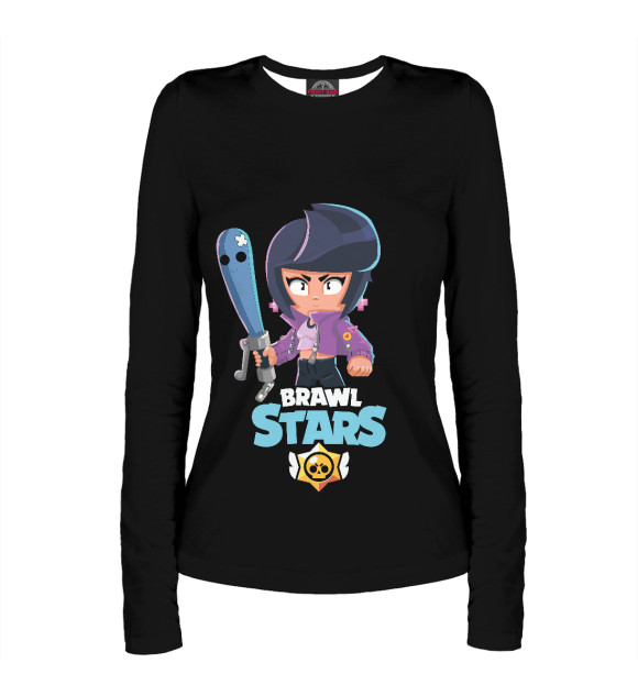 Женский лонгслив с притом Brawl Stars BIBI цвета Белый Женский лонгслив с изображением Brawl Stars BIBI цвета Белый