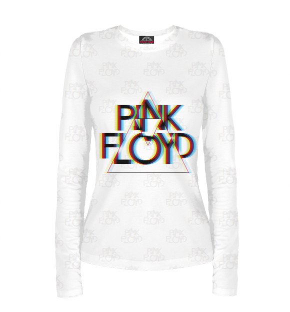 Женский лонгслив с изображением Pink Floyd глитч цвета Белый