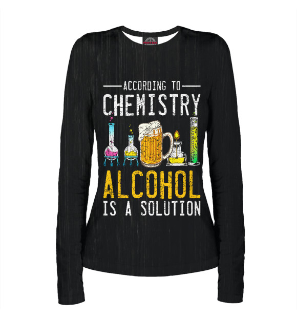 Женский лонгслив с изображением Drunk Chemist Drinking Beer цвета Белый