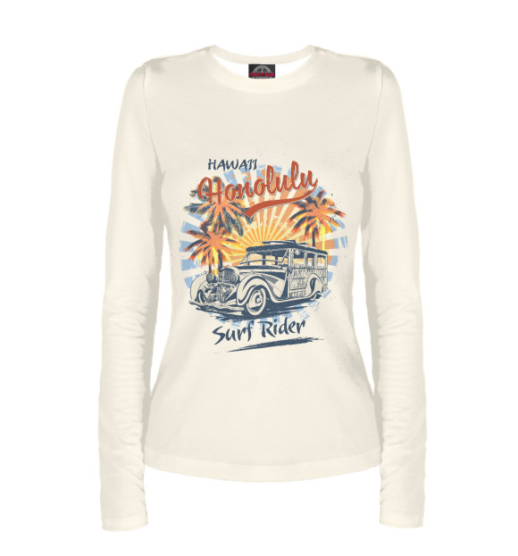 Женский лонгслив с изображением Старый автомобиль цвета Белый