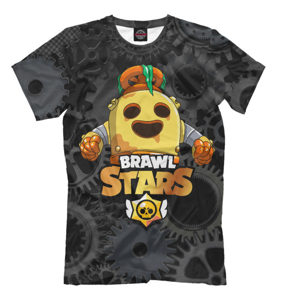Мужская футболка с изображением Brawl Stars Spike robot цвета Белый