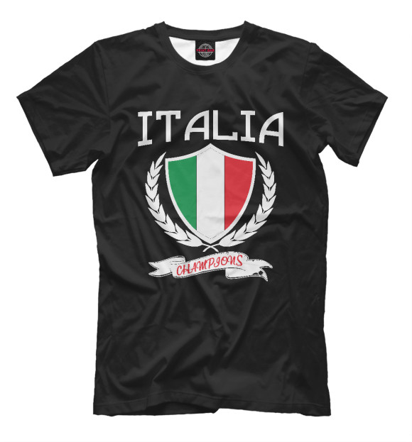Мужская футболка с изображением Italia Champions цвета Белый