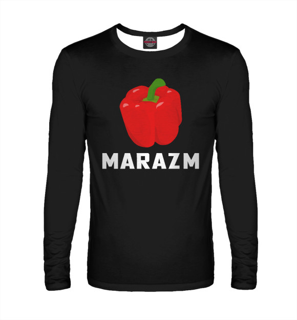 Мужской лонгслив с изображением Marazm / Маразм цвета Белый