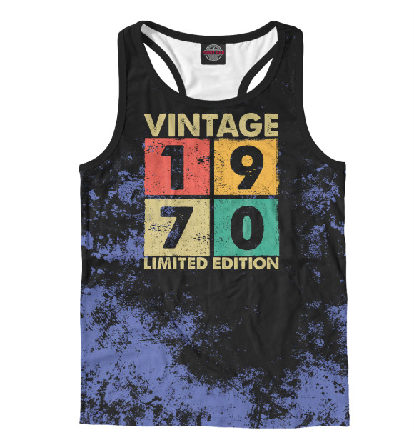 Мужская майка-борцовка с изображением Vintage 1970 цвета Белый