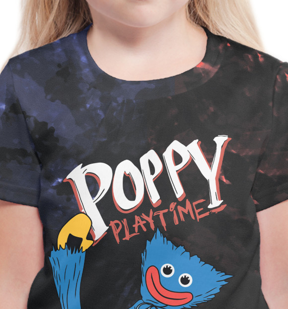Футболка для девочек с изображением Poppy Playtime Хагги Вагги цвета Белый