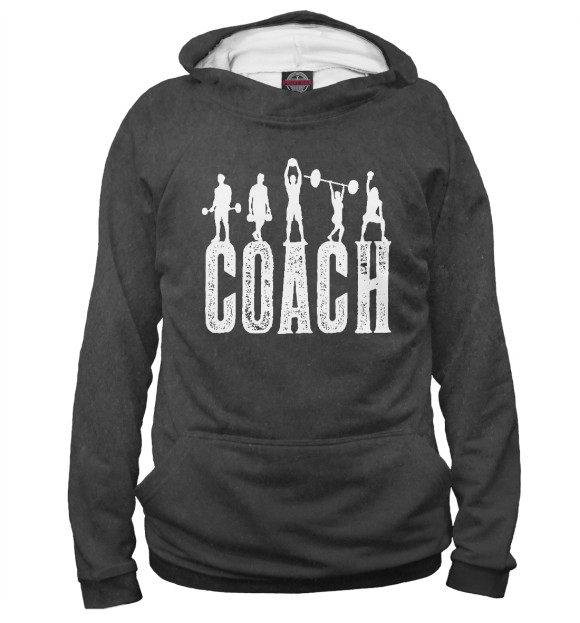 Женское худи с изображением Coach Powerlifting цвета Белый