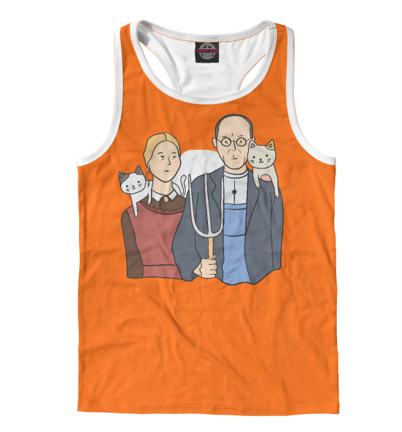 Мужская майка-борцовка с изображением Американская котика цвета Белый