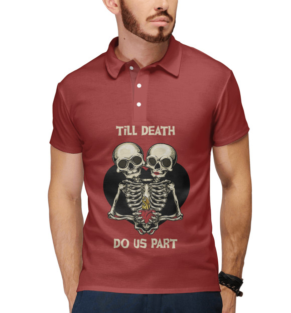 Мужское поло с притом Пока смерть не разлучит нас цвета Белый Мужское поло с изображением Пока смерть не разлучит нас цвета Белый