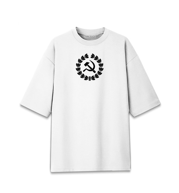 Мужская футболка оверсайз с изображением Серп и Молот цвета Белый