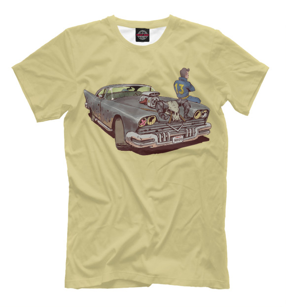 Мужская футболка с изображением Машина Fallout цвета Белый