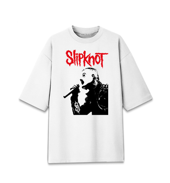 Мужская футболка оверсайз с изображением Slipknot цвета Белый
