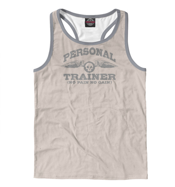 Мужская майка-борцовка с изображением Personal Trainer цвета Белый