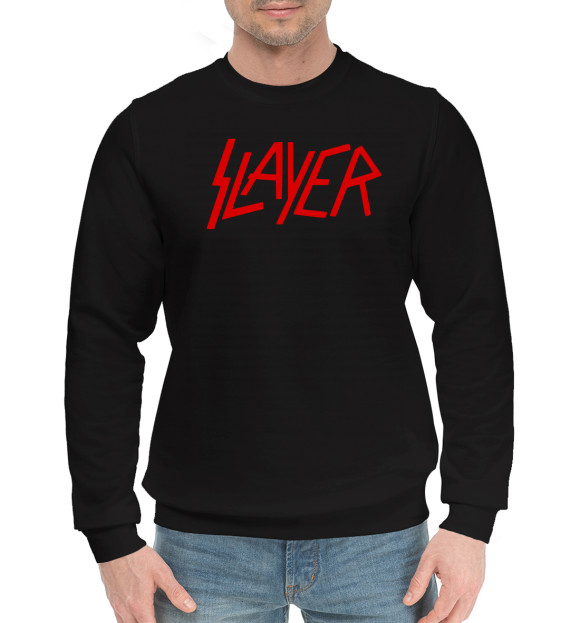 Мужской хлопковый свитшот с изображением Slayer цвета Черный