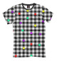 Мужская футболка Черно-белая клетка и цветные квадраты