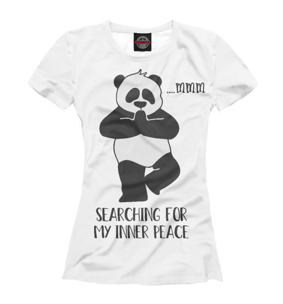 Женская футболка с изображением Йога панда цвета Белый