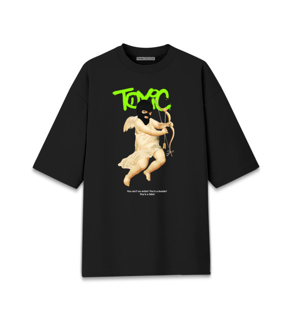 Мужская футболка оверсайз с изображением Toyic цвета Черный