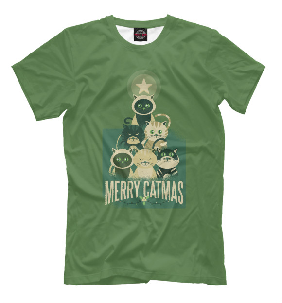 Футболка для мальчиков с изображением Merry Catmas цвета Белый