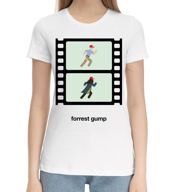 Женская хлопковая футболка с изображением Форрест Гамп цвета Белый