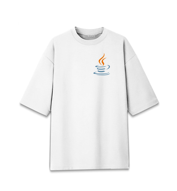 Мужская футболка оверсайз с изображением Java Logo цвета Белый