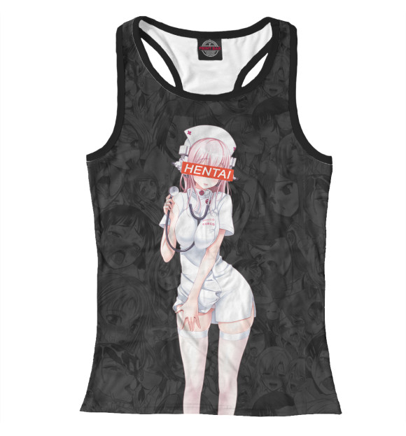Женская майка-борцовка с притом Hentai цвета Белый Женская майка-борцовка с изображением Hentai цвета Белый