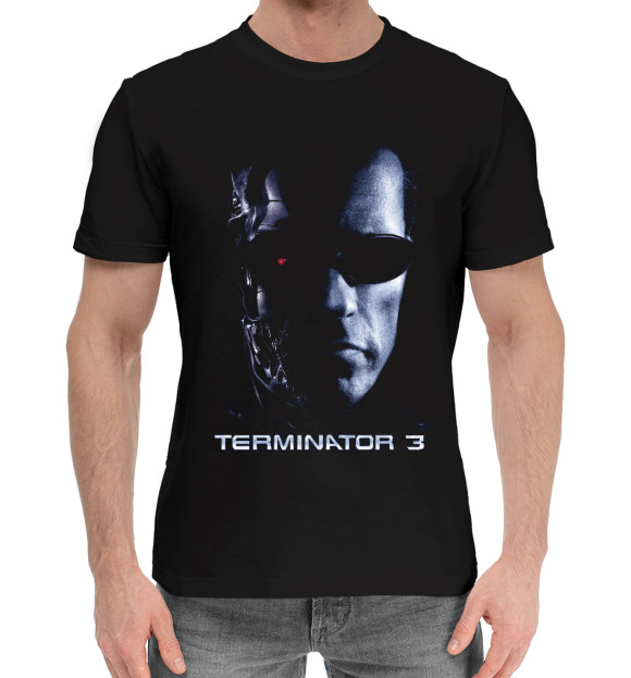 Мужская хлопковая футболка с изображением Терминатор 3 цвета Черный