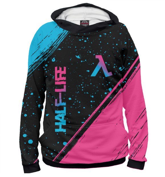 Женское худи с изображением Half-Life Neon Gradient (полосы) цвета Белый