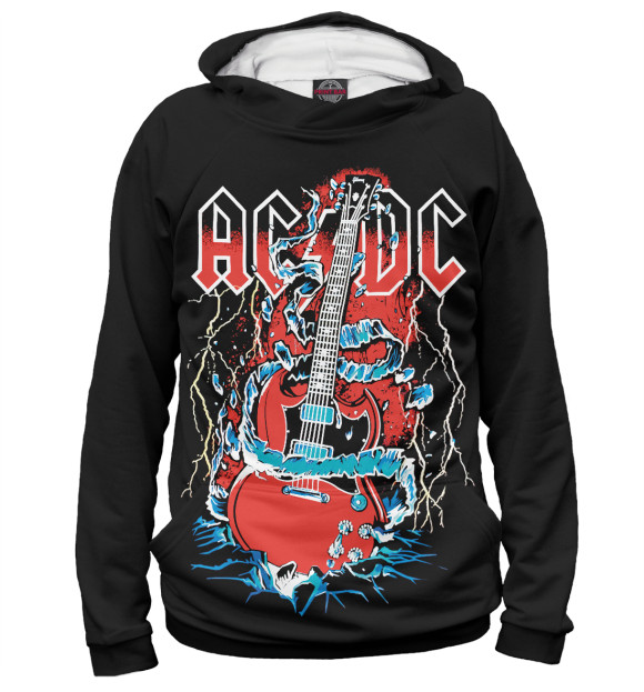 Мужское худи с изображением AC/DC цвета Белый