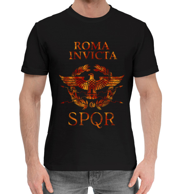Мужская хлопковая футболка с изображением Рим непобежденный цвета Черный