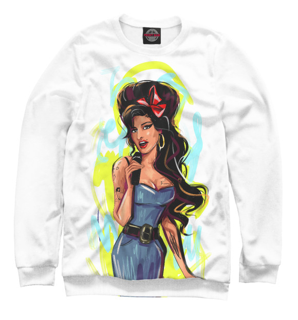 Свитшот для девочек с изображением Amy Winehouse цвета Белый