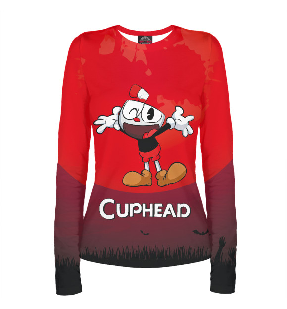 Женский лонгслив с изображением Cuphead цвета Белый