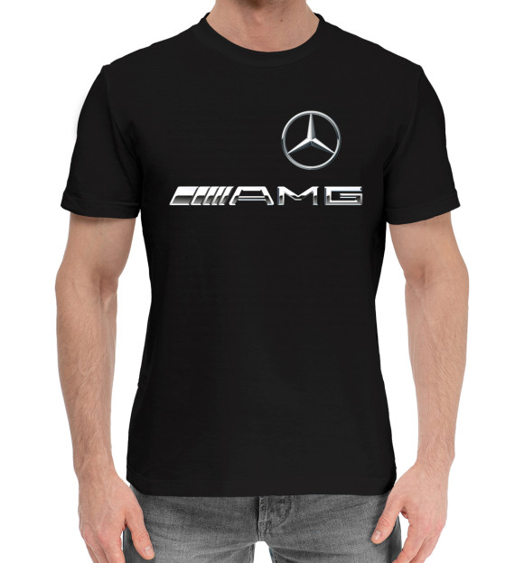 Мужская хлопковая футболка с изображением AMG цвета Черный