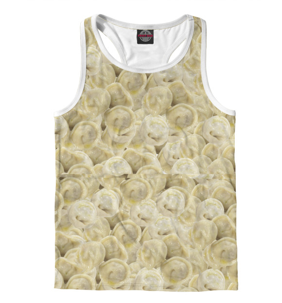 Мужская майка-борцовка с изображением Пельменный принт цвета Белый