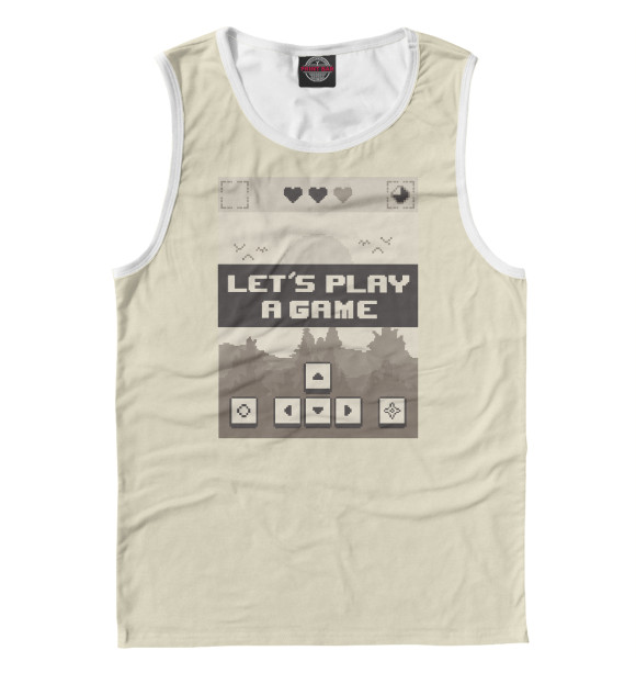 Мужская майка с изображением Let's play a game цвета Белый