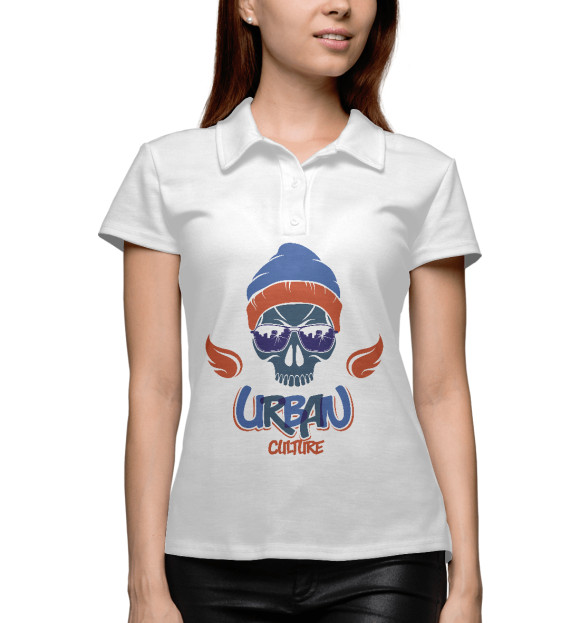 Женское поло с изображением Urban Culture цвета Белый