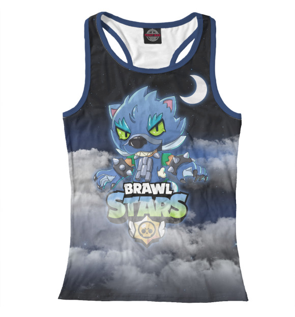 Женская майка-борцовка с изображением Brawl Stars Leon Wolf цвета Белый