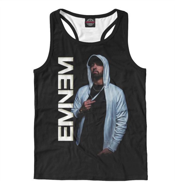 Мужская майка-борцовка с изображением Eminem цвета Белый