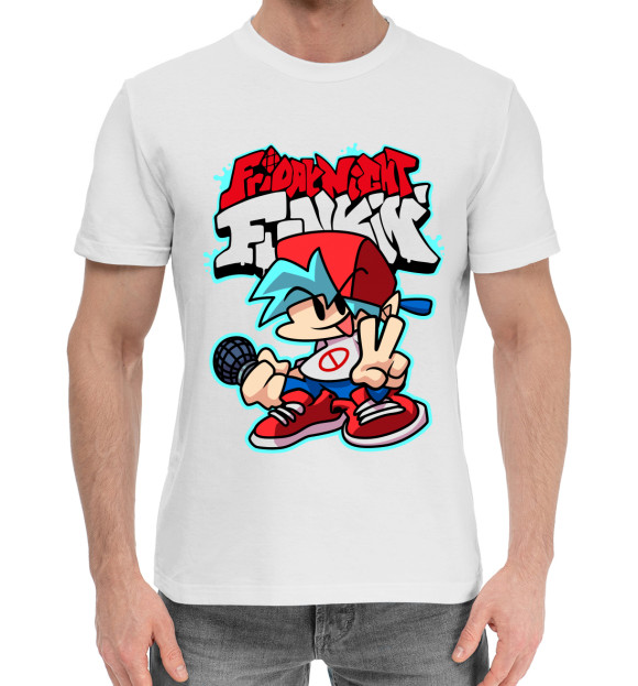 Мужская хлопковая футболка с изображением Friday Night Funkin цвета Белый