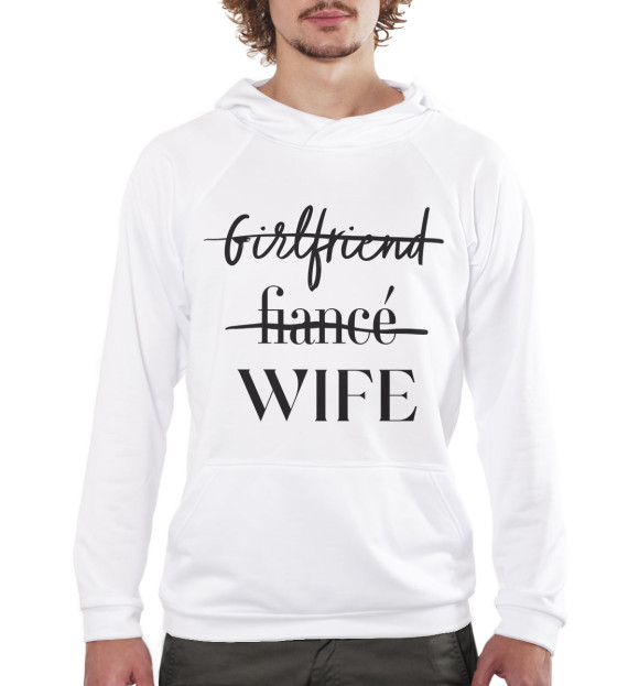 Мужское худи с изображением Wife белый фон цвета Белый