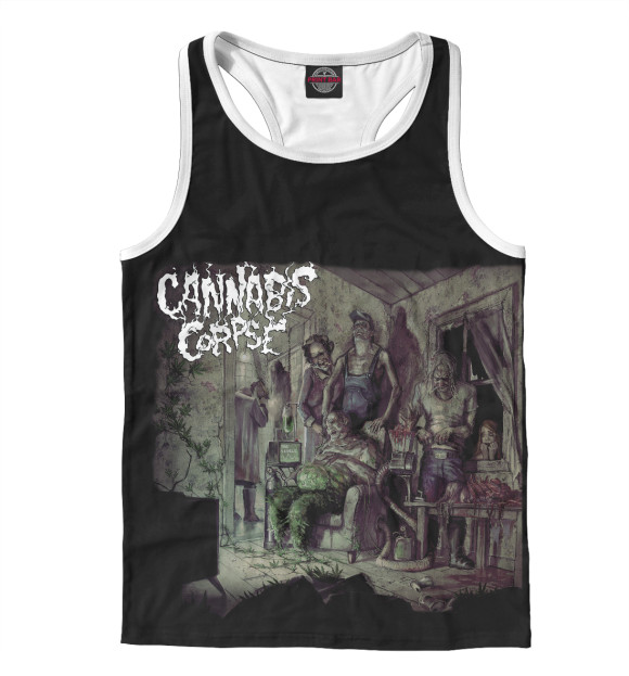 Мужская майка-борцовка с изображением Cannabis corpse цвета Белый