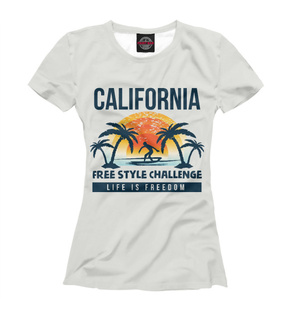 Женская футболка с изображением California цвета Белый